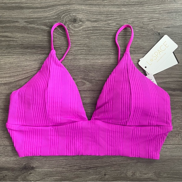L Space Swim Lspace Winnie Bikini Top Large Bright Fuchsia Ribbed